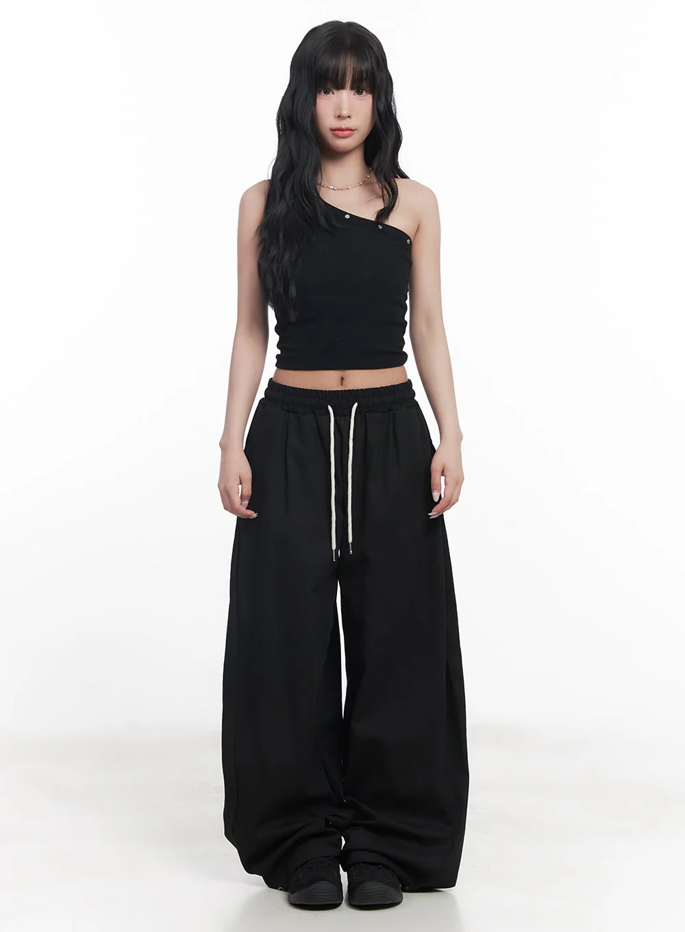 Cotton Buttoned Wide-Leg Pants CY527 - Image 3