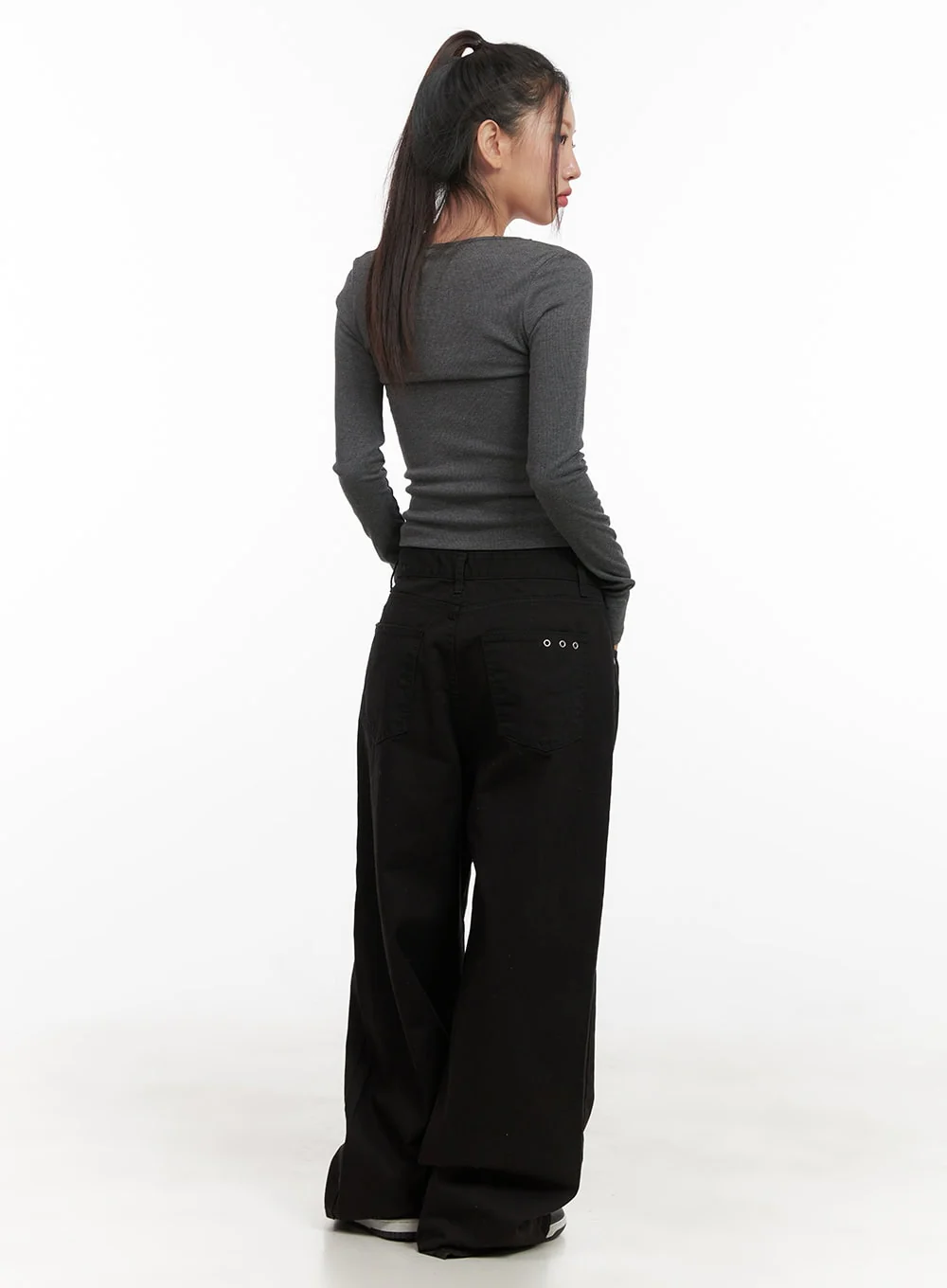 Cotton Eyelet Detail Wide-Leg Pants CD416 - Image 4
