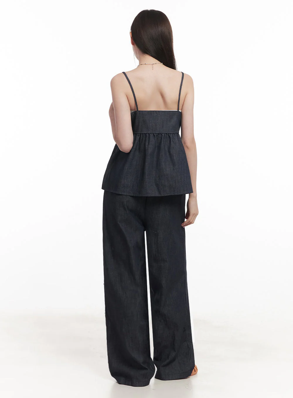 Cotton Flare V-Neck Denim Cami Top IY509 - Image 13