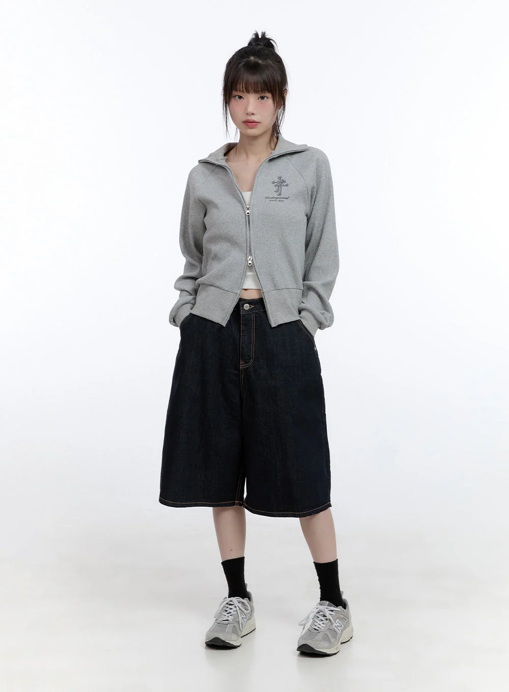 Cotton Two-Way Zip-Up Graphic Sweat Hoodie CG413 - Image 2