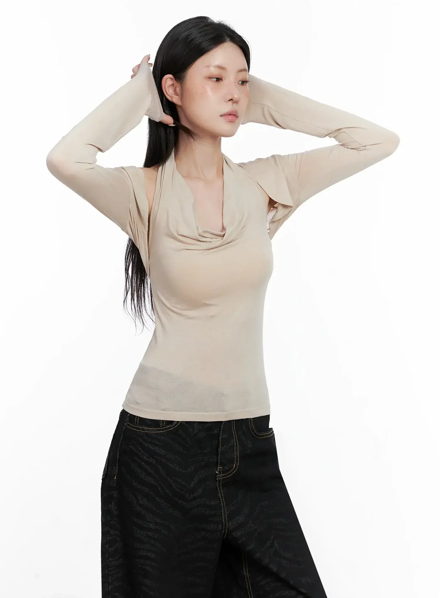 Cowl Neck Top Bolero Set IS508 - Image 8