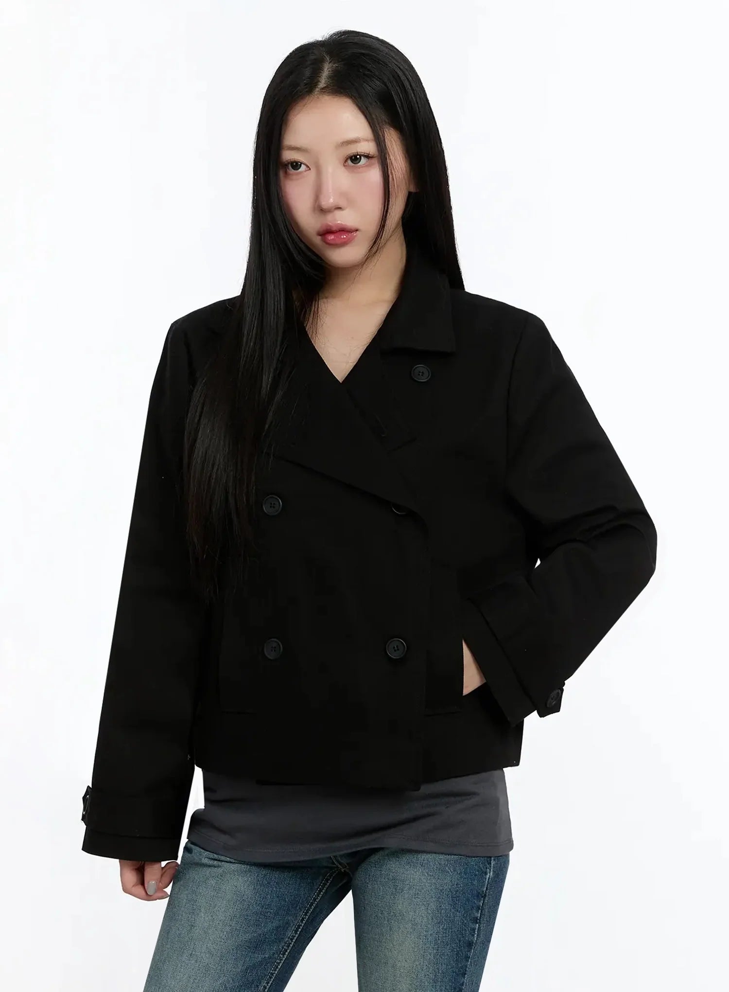 Cropped Double High-Neck French Jacket IM509 - Image 3