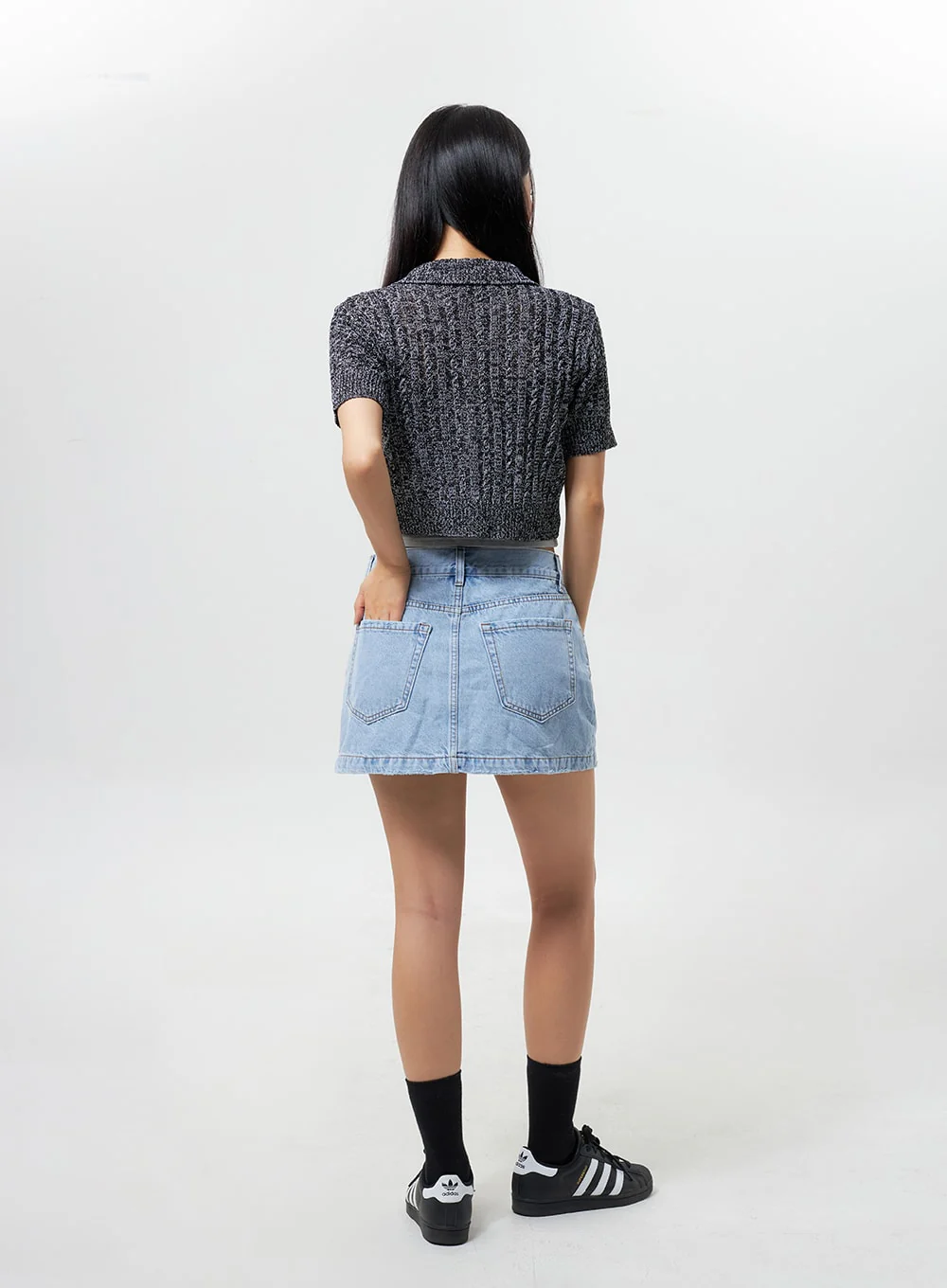 Cropped Knit Zip-Up CY325 - Image 12