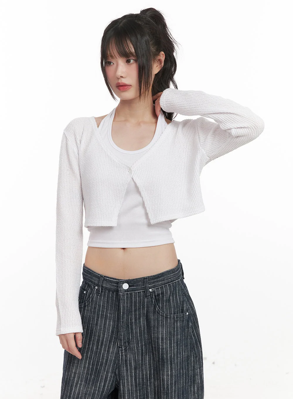 Cropped Knitted Cardigan CJ528 - Image 7