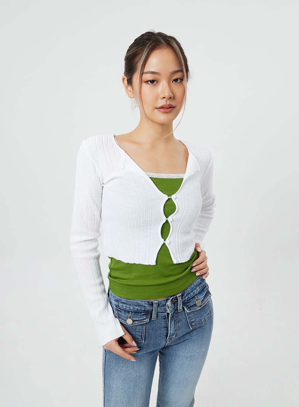 Cropped Long Sleeve Cardigan CF317 - Image 9