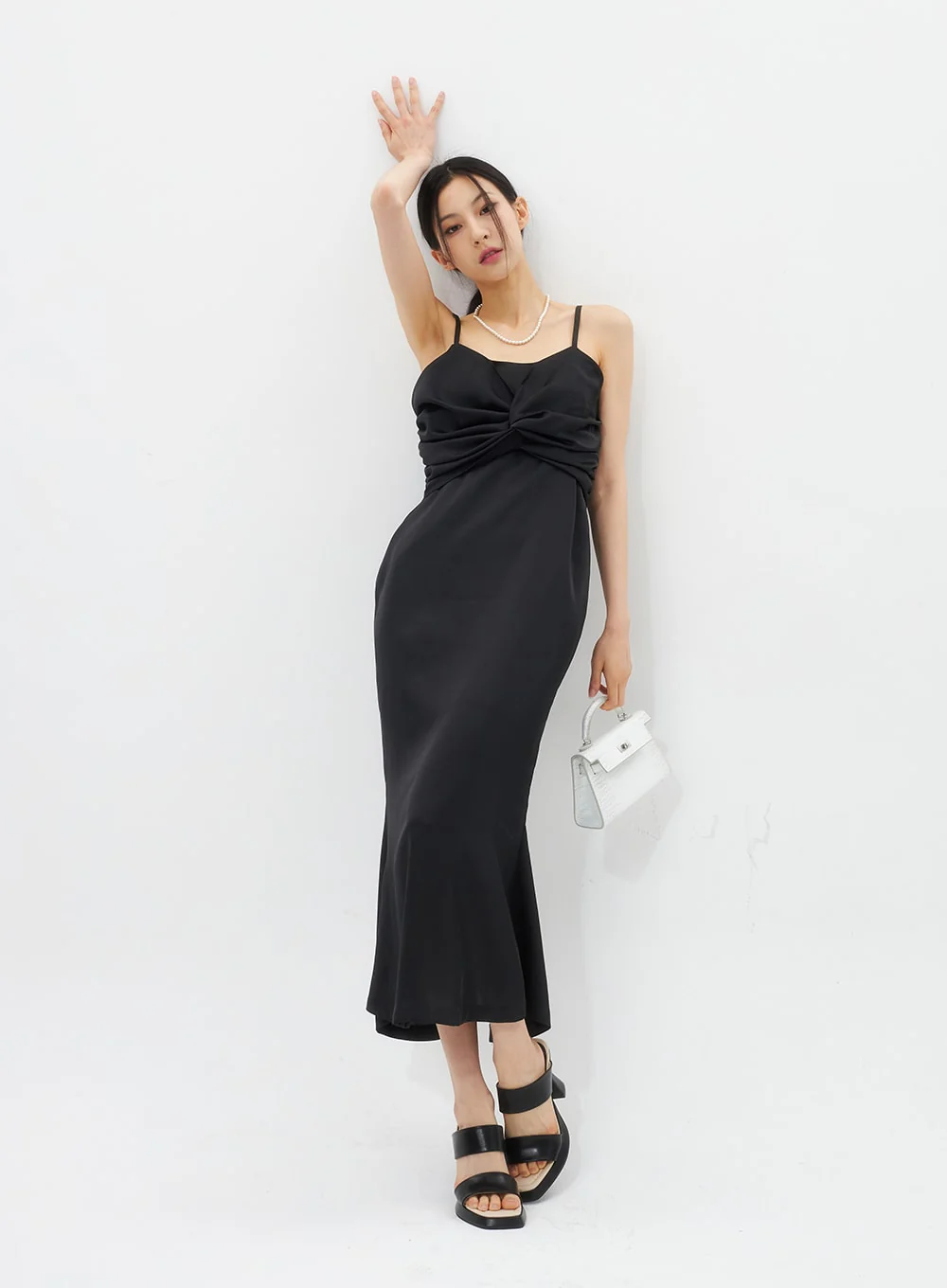 Cross Bust Satin Maxi Dress IU326 - Image 2