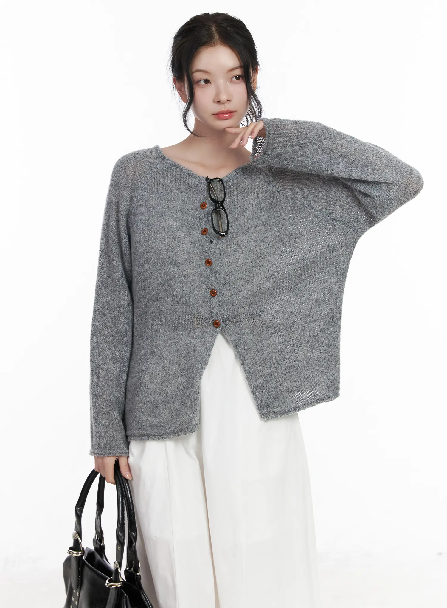 Cross Button Knit Cardigan CA509