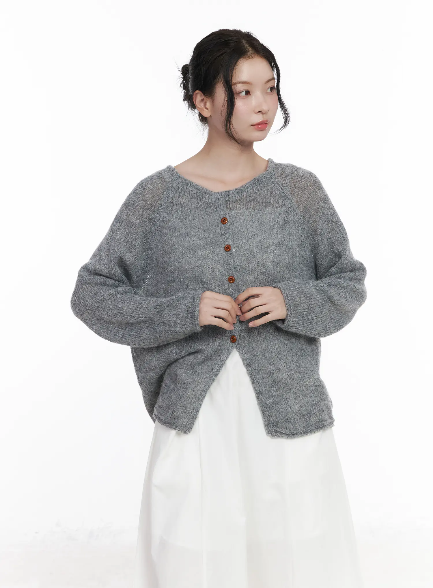 Cross Button Knit Cardigan CA509 - Image 4