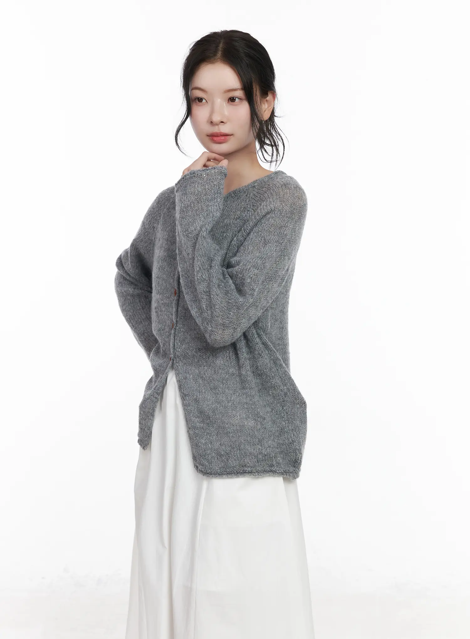 Cross Button Knit Cardigan CA509 - Image 7