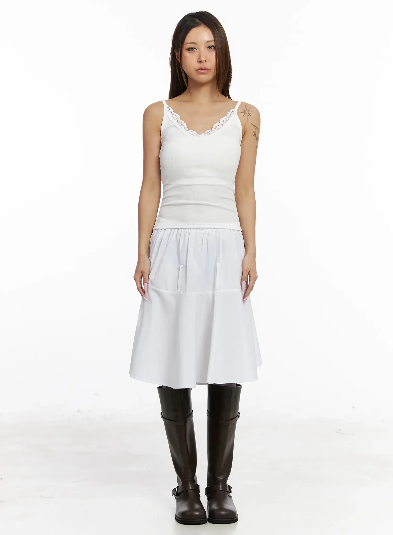 Cross Graphic Lace Trim Cami Tank IY504 - Image 12