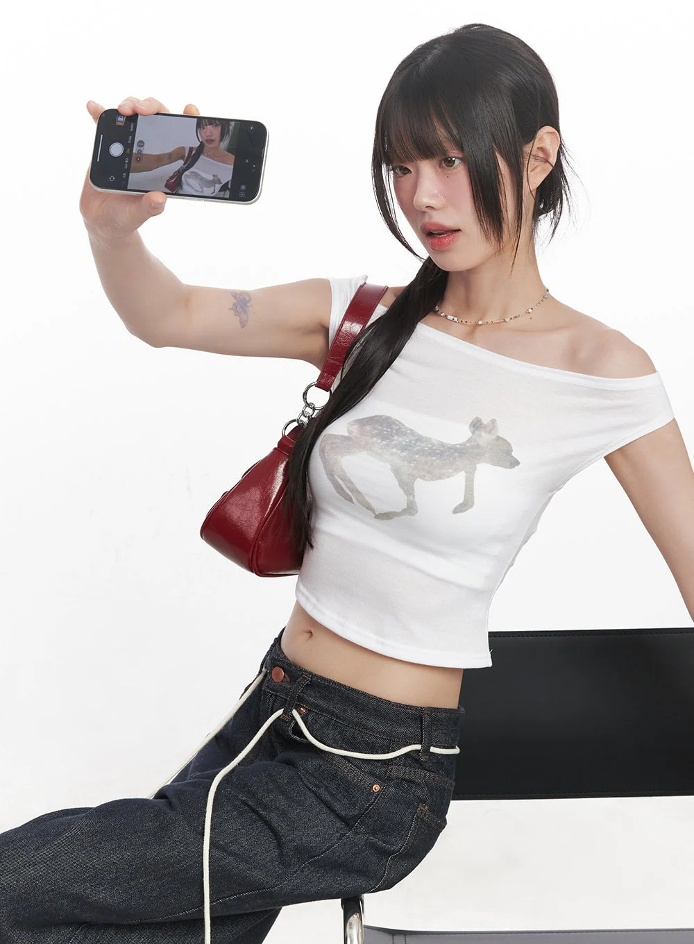 Cute Animal-Print Graphic Off-Shoulder Crop Top CY521 - Image 15