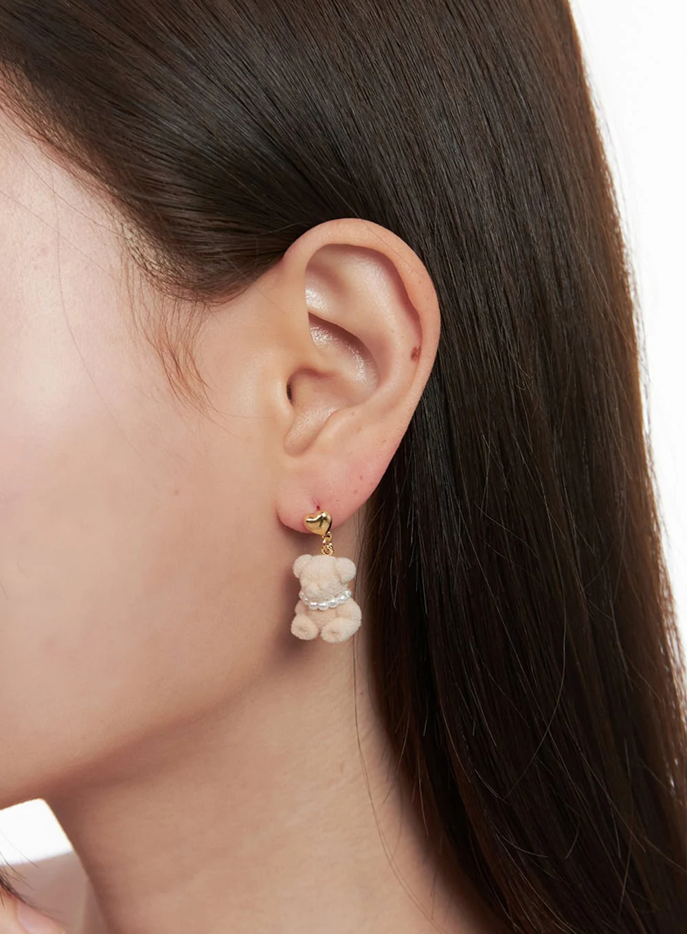 Dahlia Bear Earring With Pearl Necklace IF527