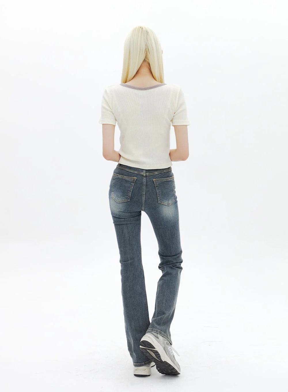 Dark Wash Bootcut Jeans BA320 - Image 11