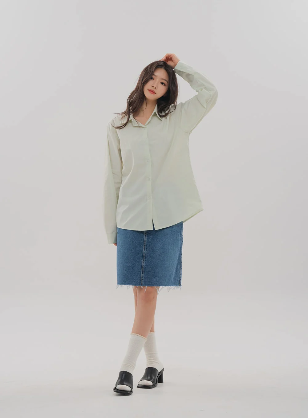 Denim Knee Length Skirt F5 - Image 10