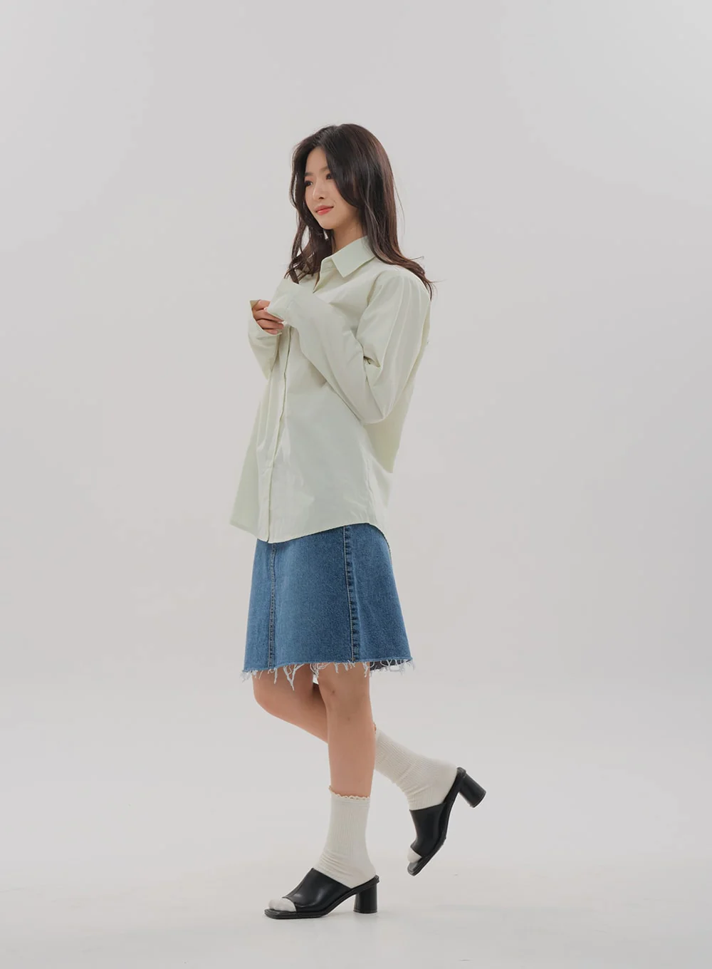 Denim Knee Length Skirt F5 - Image 9