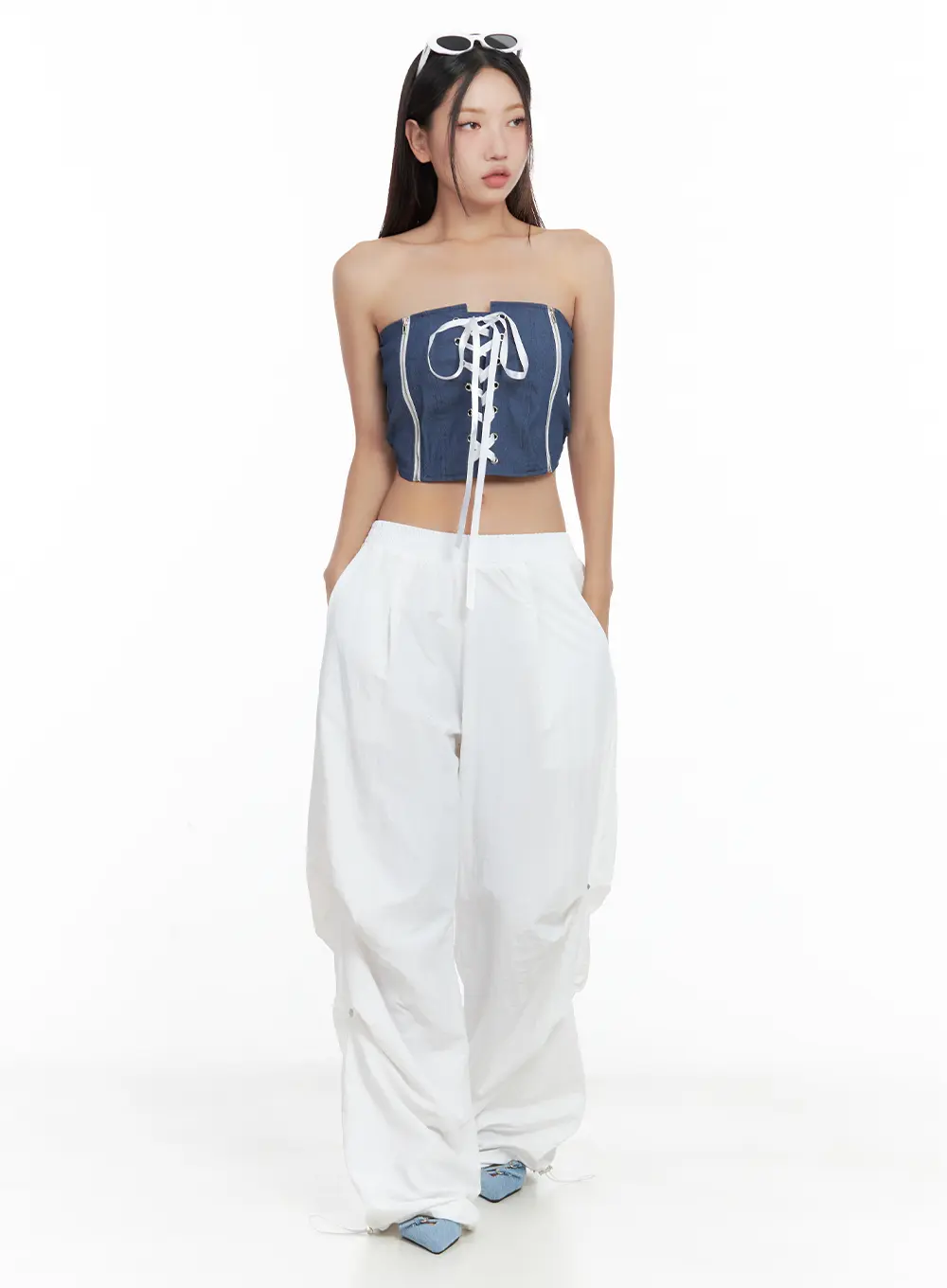 Denim Lace-Up Corset Tube Top CL508 - Image 7