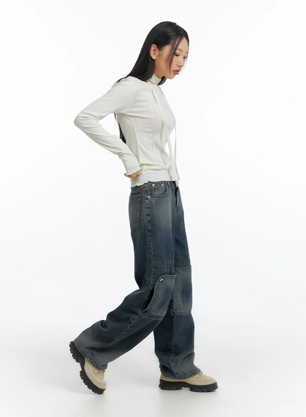 Denim Wide Leg Jeans CF408 - Image 3