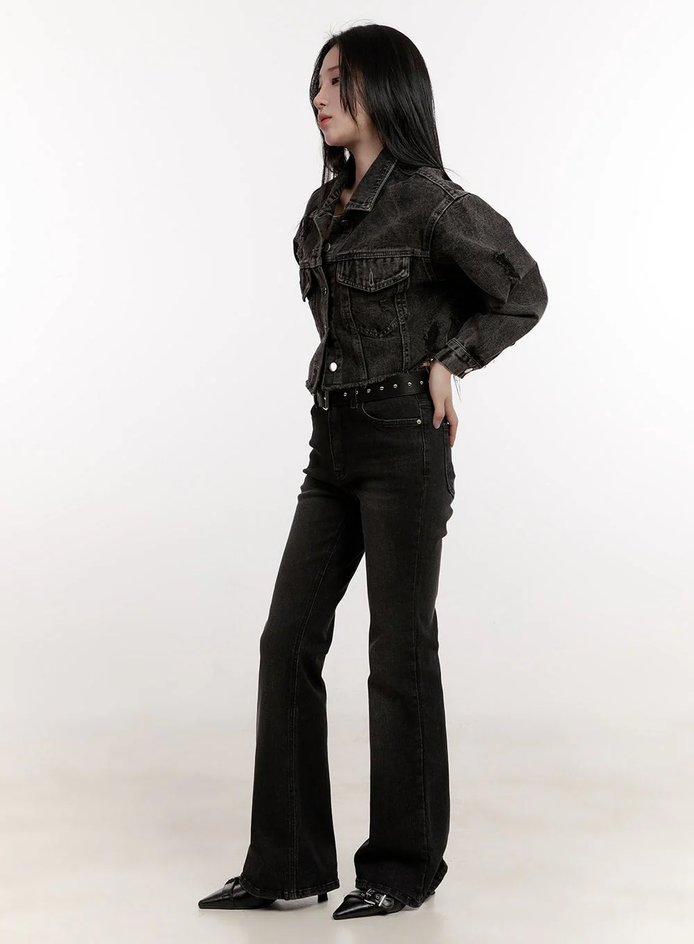 Destroyed Denim Crop Jacket CJ529 - Image 3
