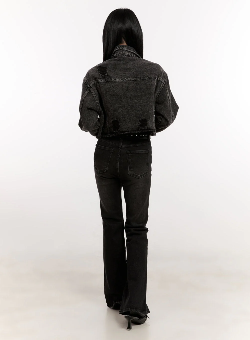 Destroyed Denim Crop Jacket CJ529 - Image 4