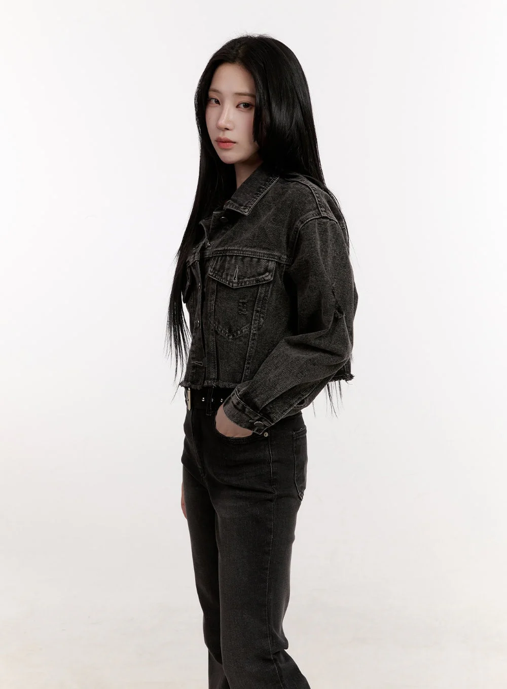 Destroyed Denim Crop Jacket CJ529 - Image 5