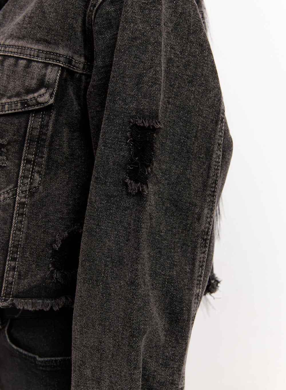 Destroyed Denim Crop Jacket CJ529 - Image 9
