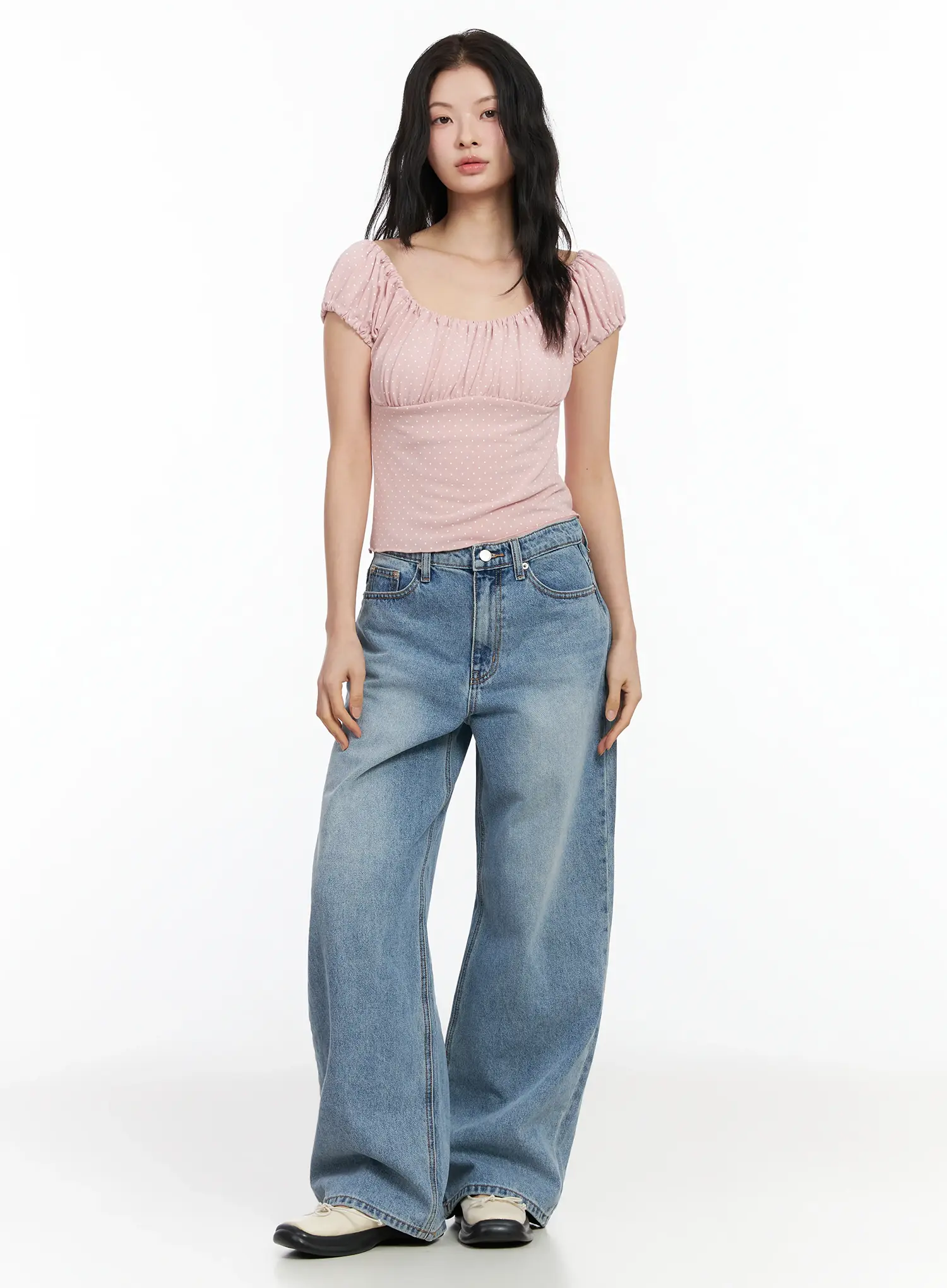 Dotted Puff Sleeve Top IM524 - Image 7