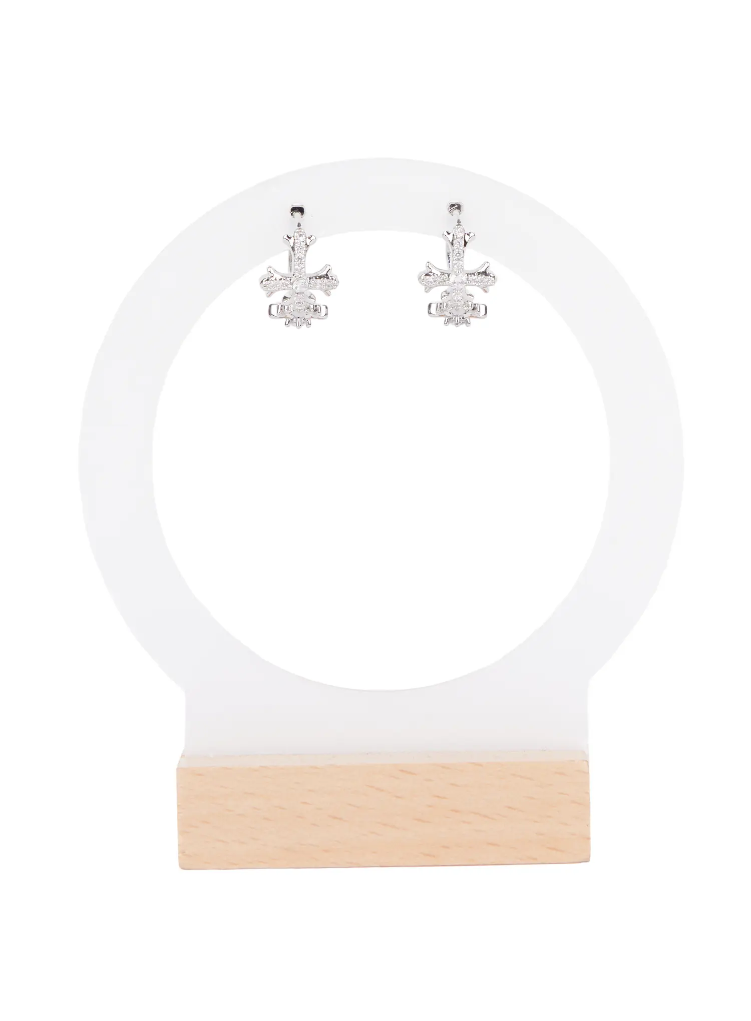 Double Cross Hoop Earrings CJ523 - Image 3
