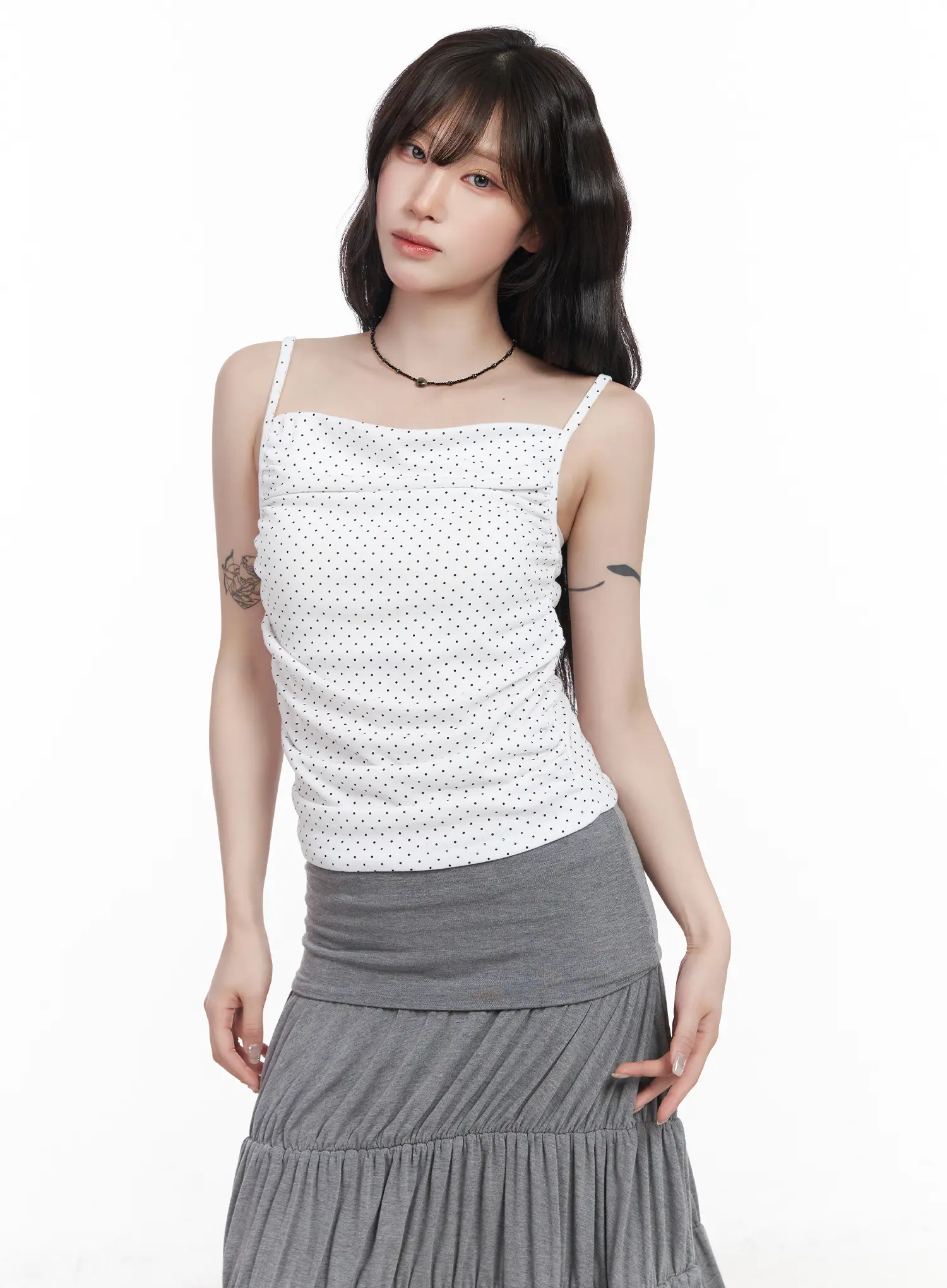 Draped Dot Sleeveless Top CF519