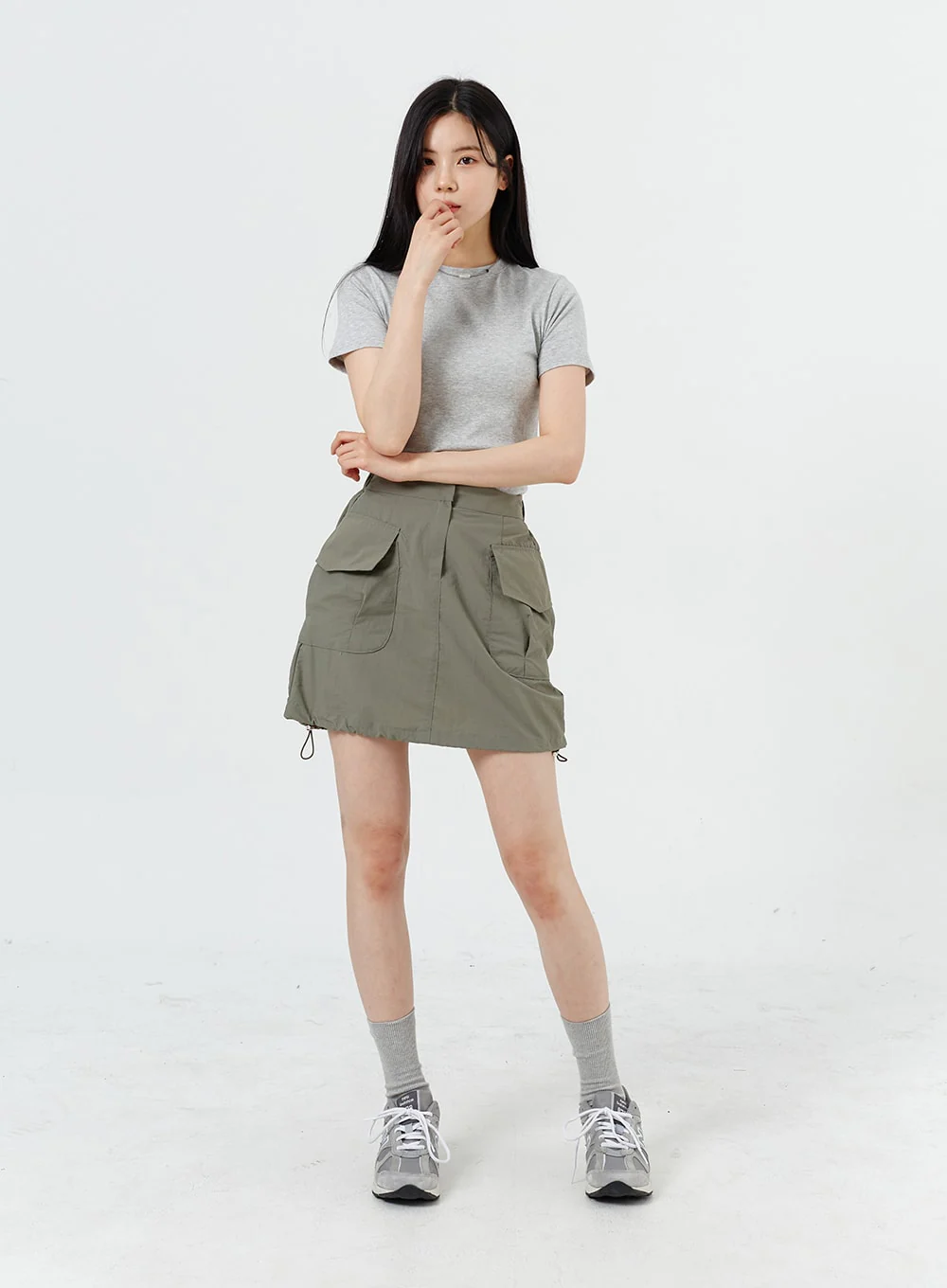 Drawstring Cargo Mini Skirt OM317 - Image 2