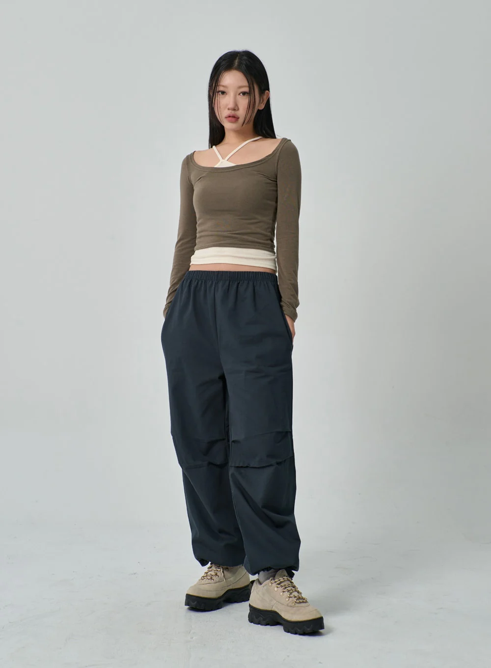 Drawstring Wide Track Pants IF314 - Image 15