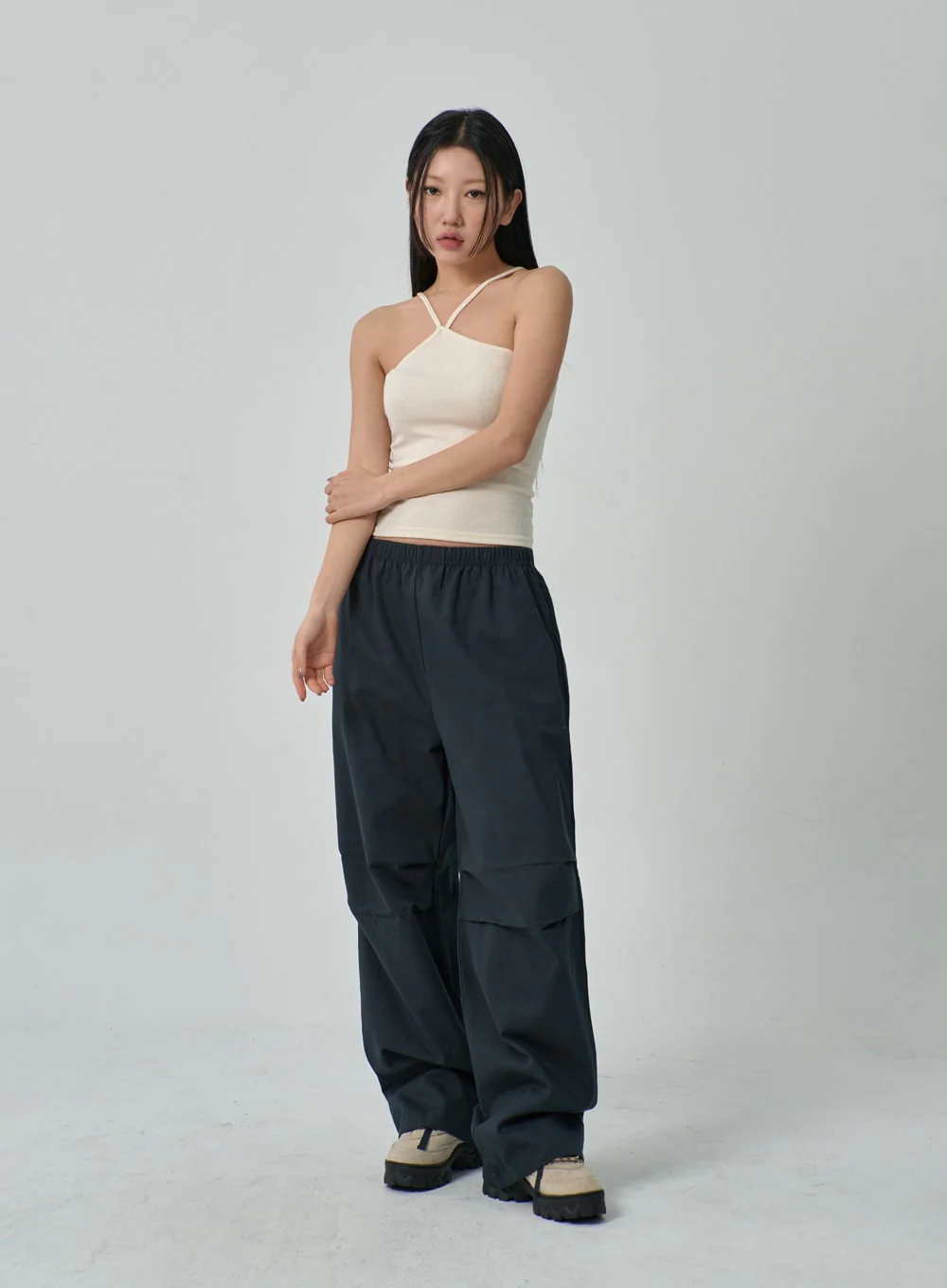 Drawstring Wide Track Pants IF314 - Image 4