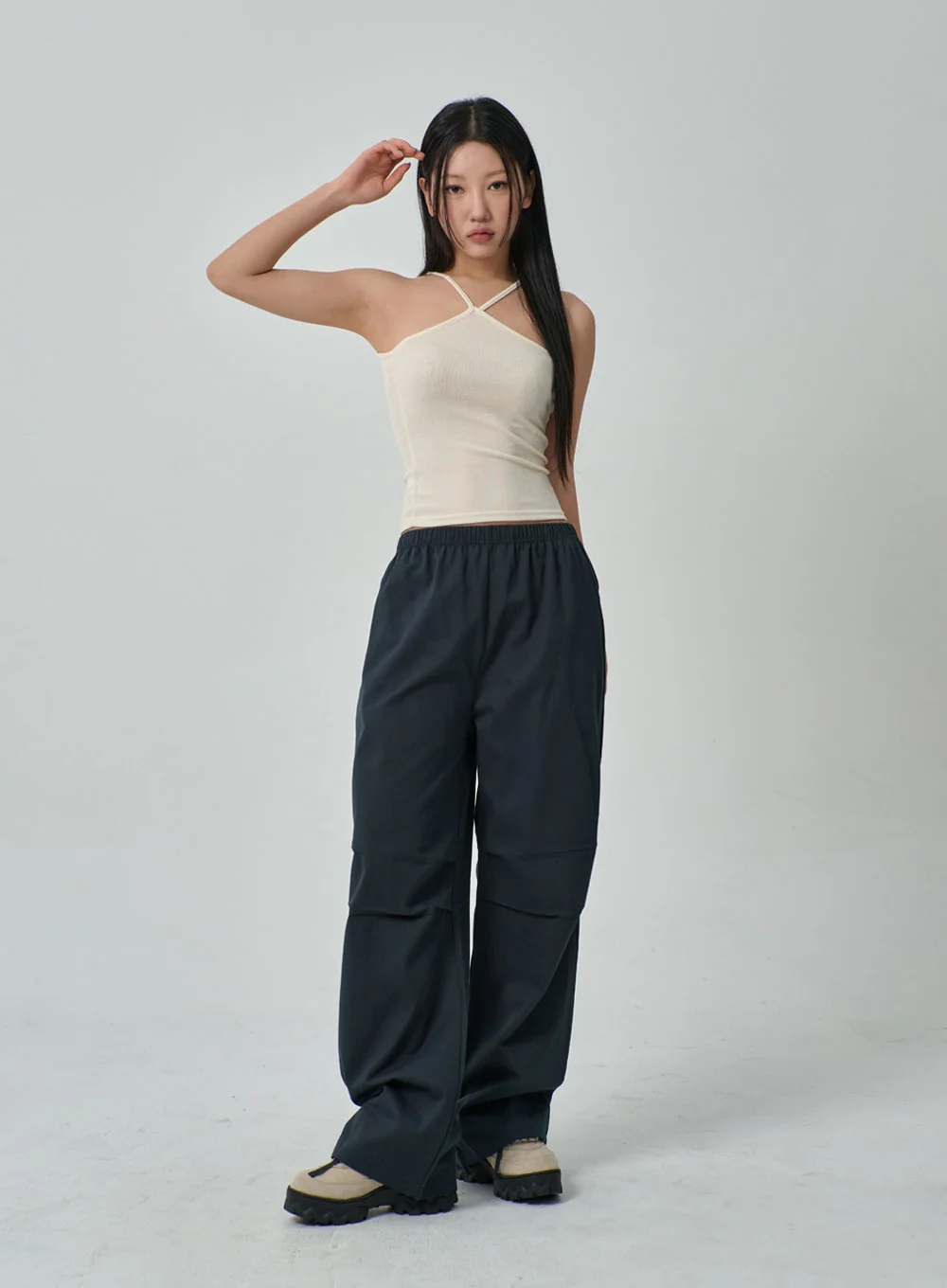 Drawstring Wide Track Pants IF314 - Image 5