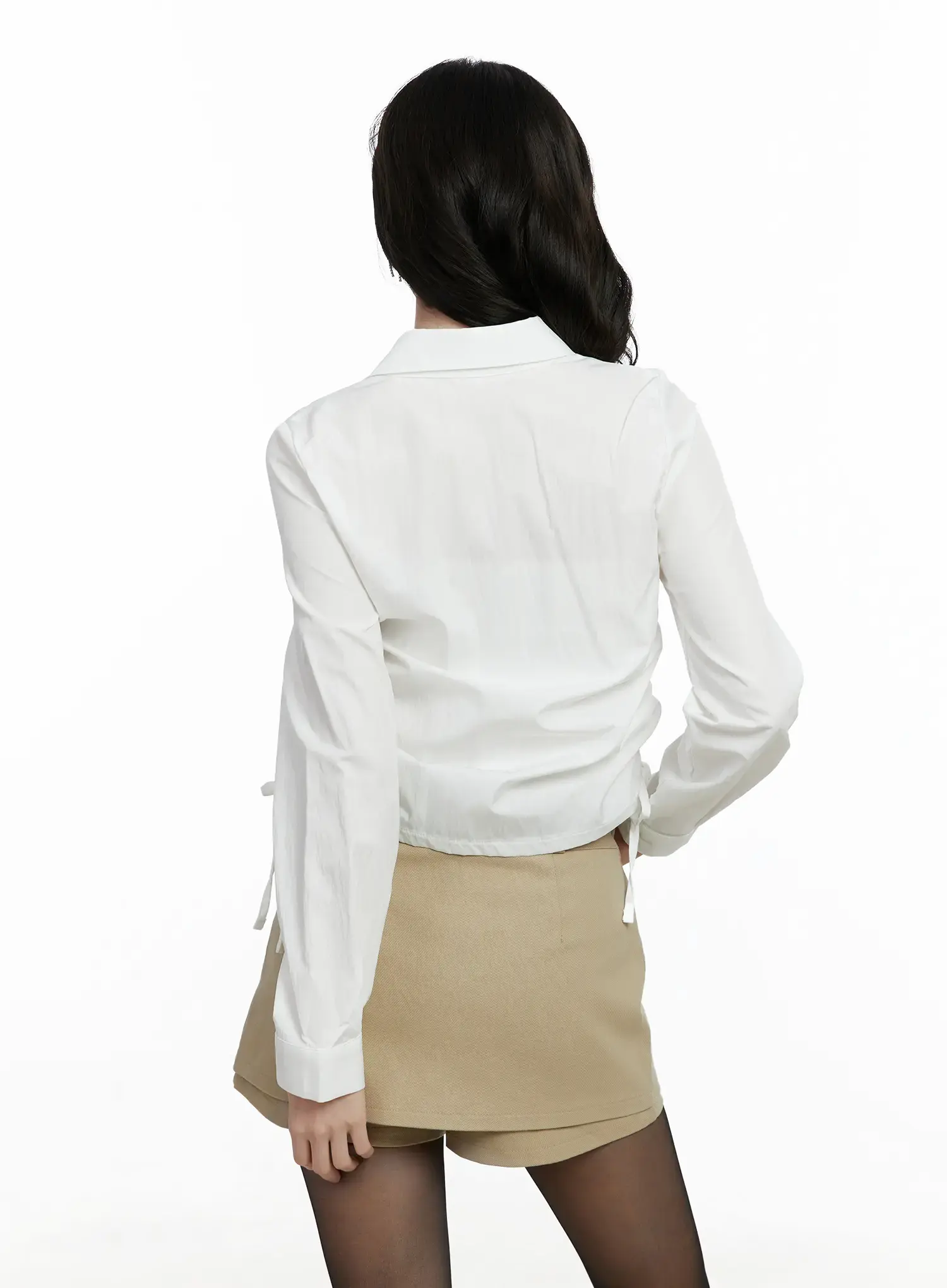 Elegant Cropped String Long Sleeve Shirt F502 - Image 8