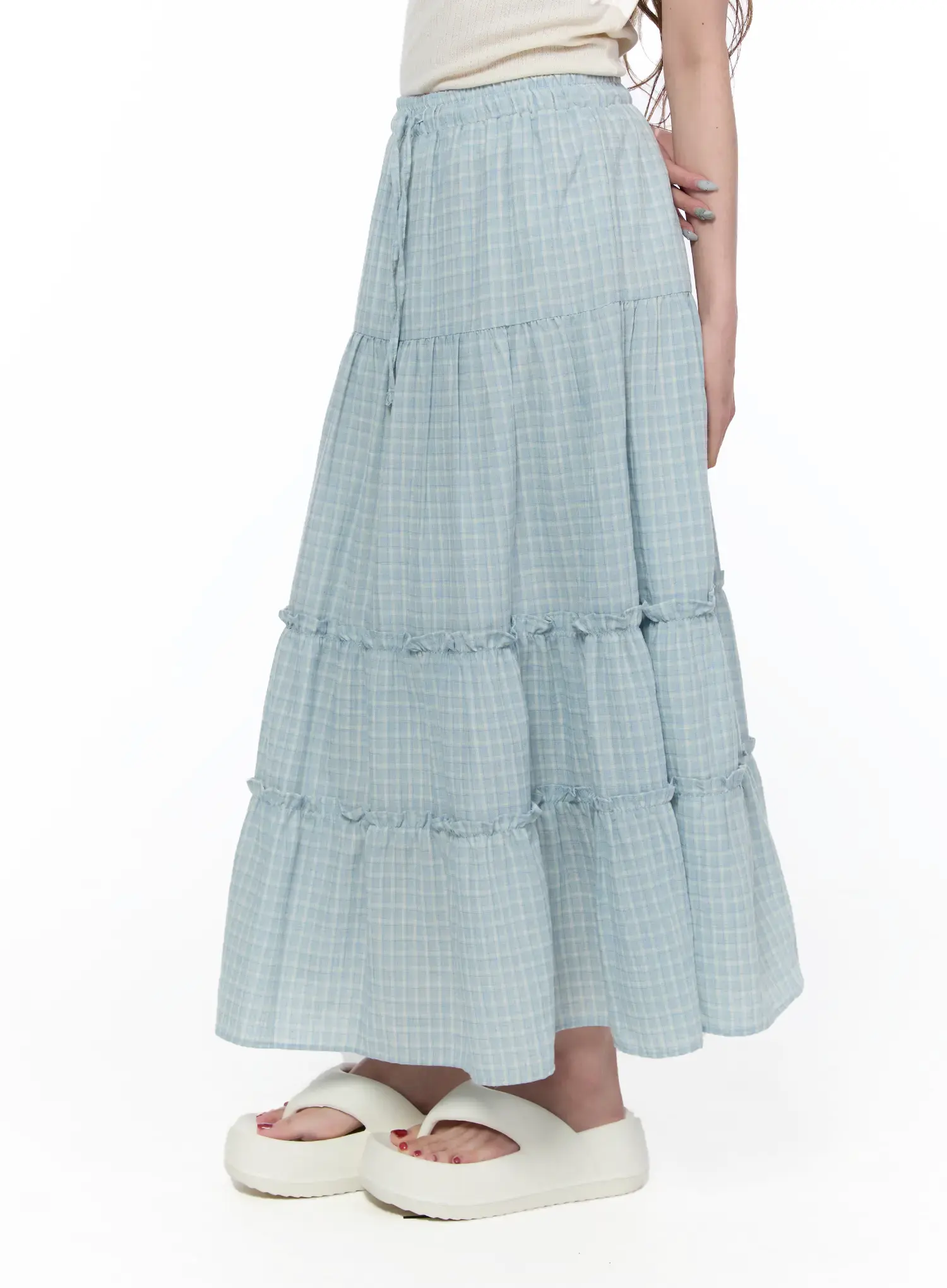 Elegant Gingham Maxi Skirt CA520 - Image 4