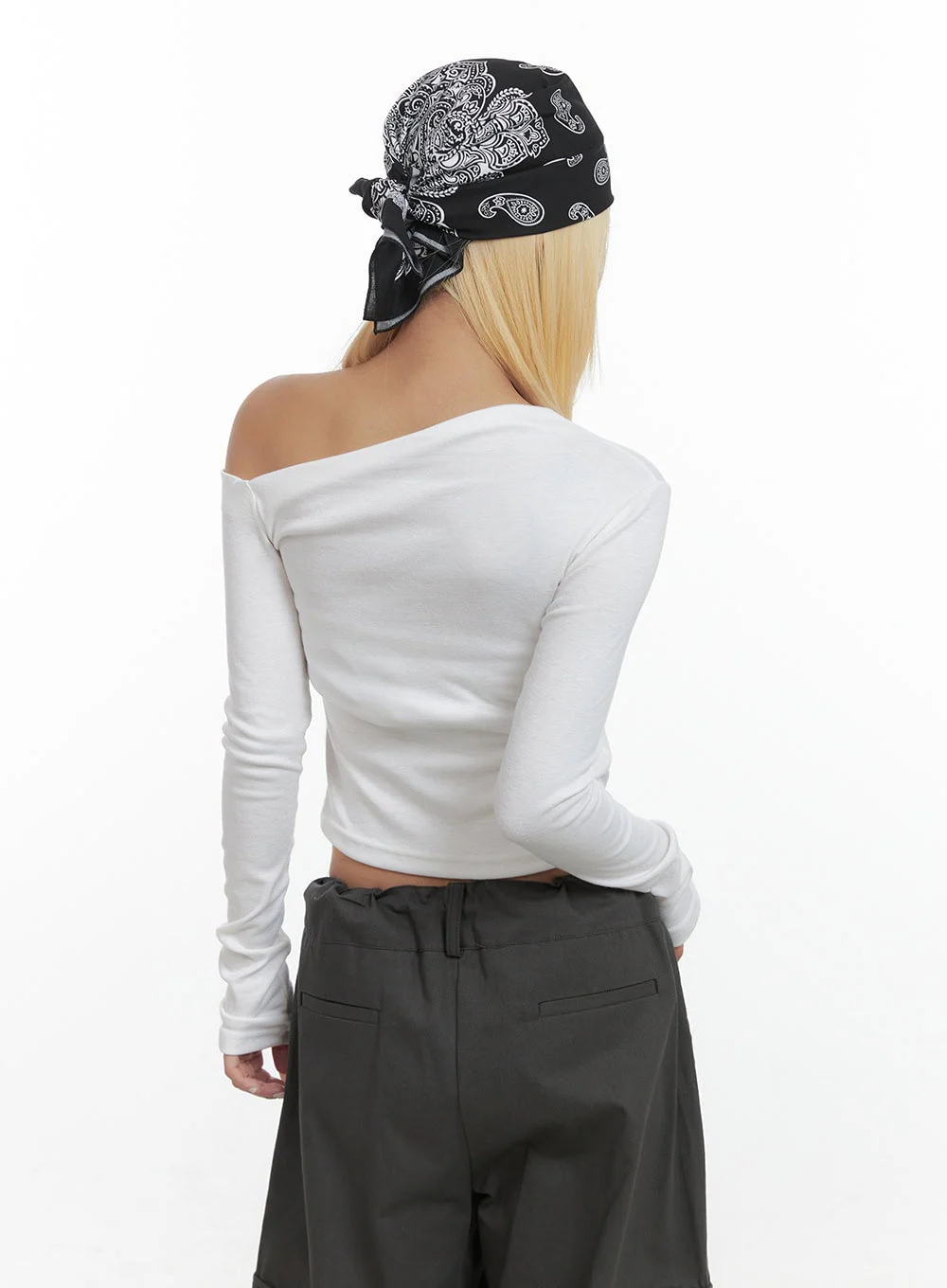 Elegant One-Shoulder Fitted Cropped Long Sleeve CS425 - Image 6