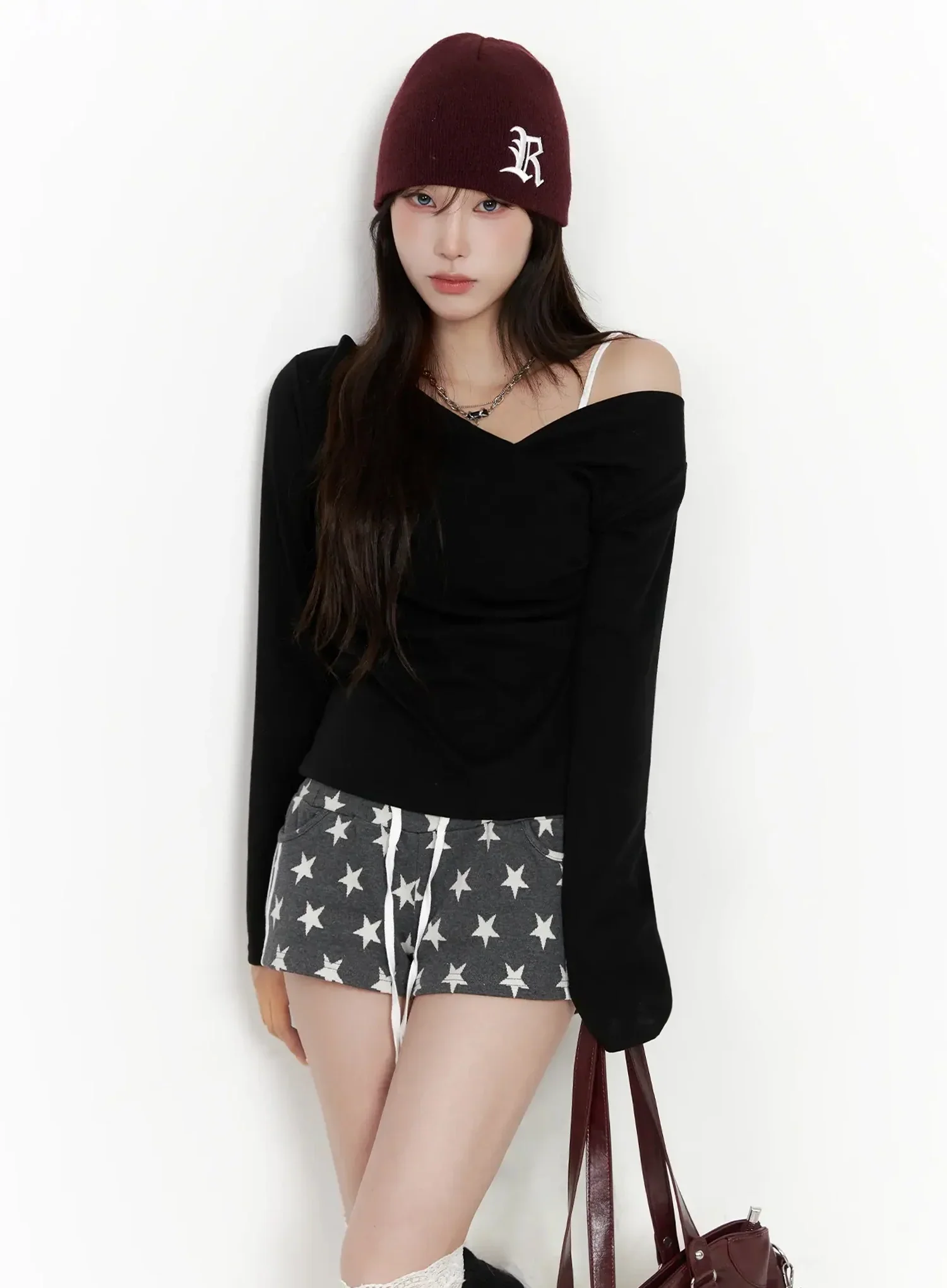 Elegant Shirred V-Neck Top IN514