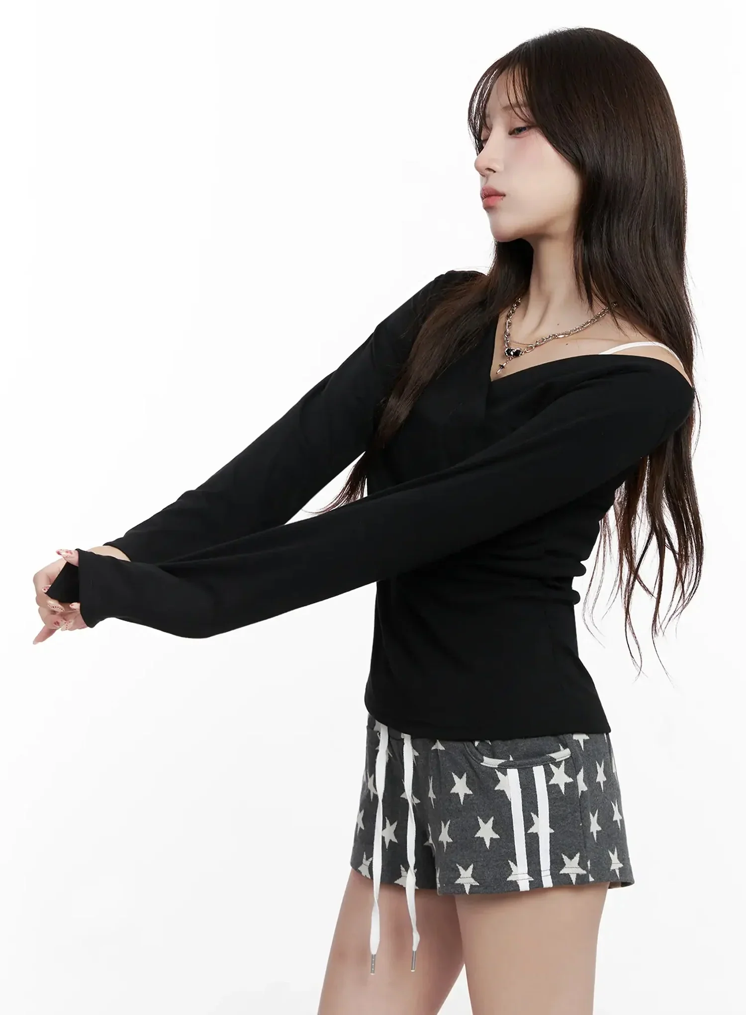 Elegant Shirred V-Neck Top IN514 - Image 6