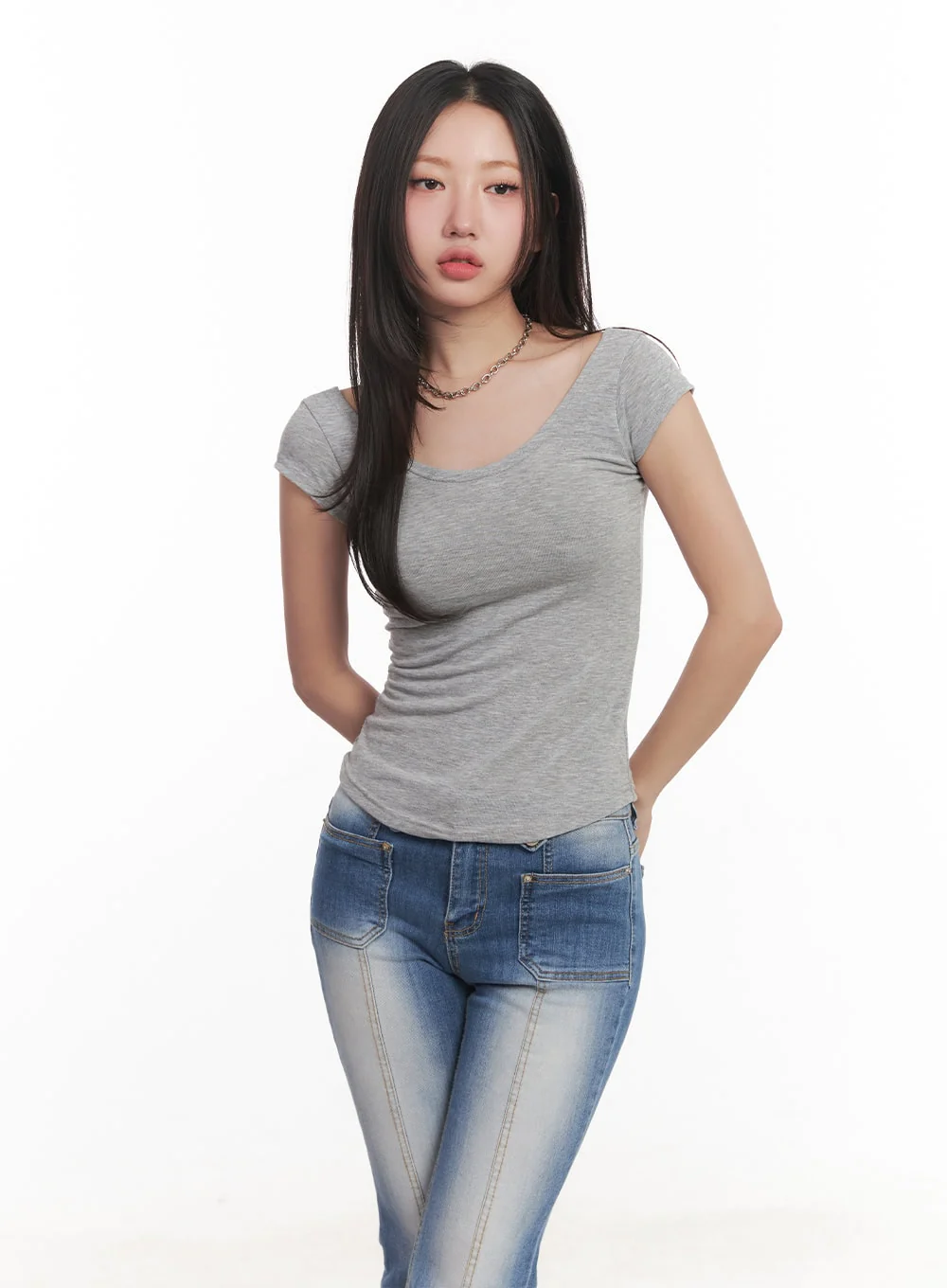 Essential Slim U-Neck Crop Top CA530 - Image 10