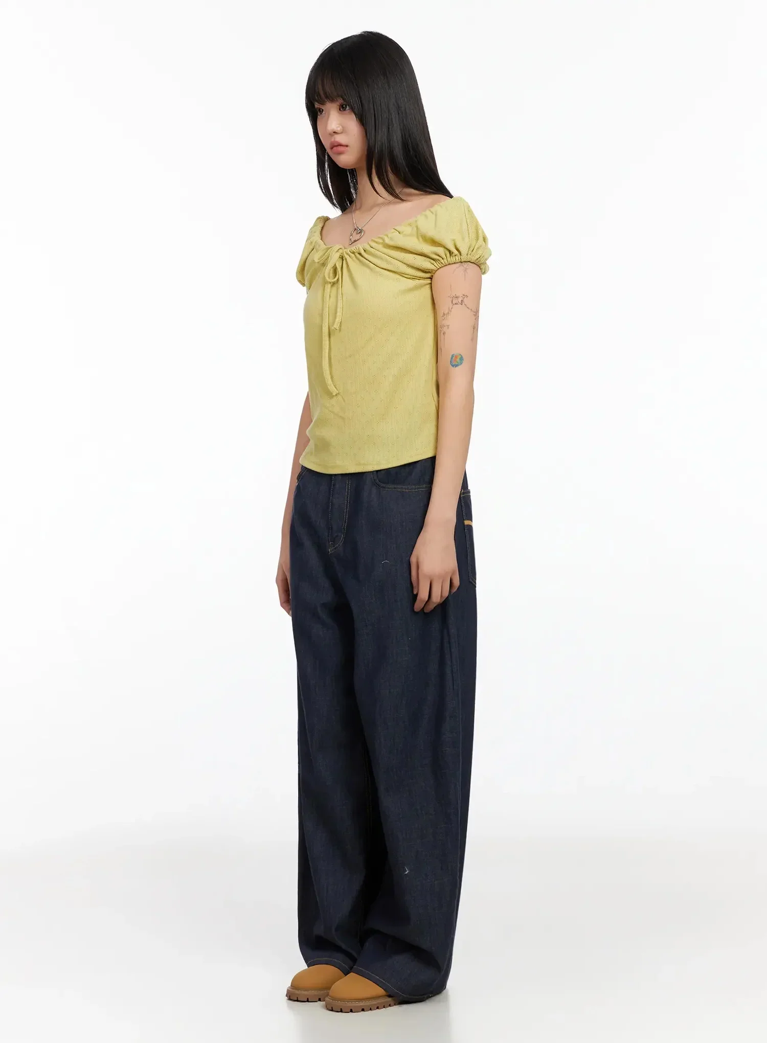 Eyelet Ruched Off Shoulder Top IA523 - Image 10