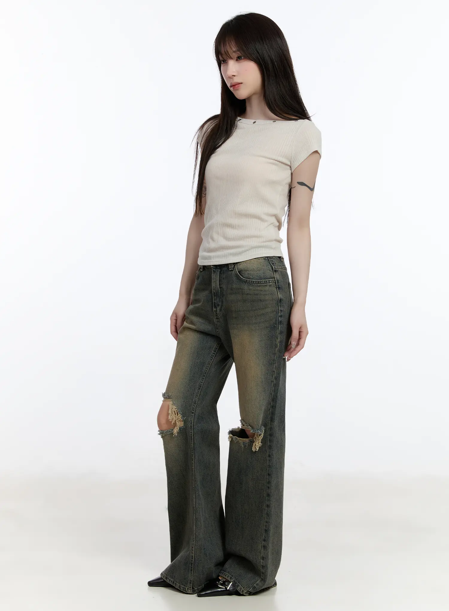 Eyelet Short Sleeve Tee CA503 - Image 4