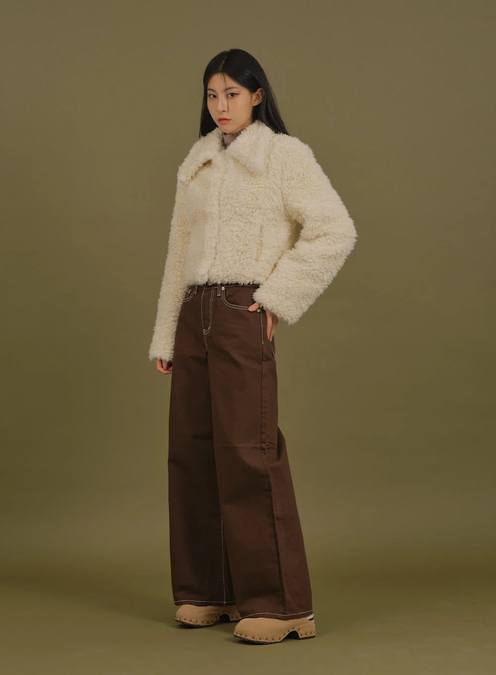 Faux Fur Cropped Jacket J6 - Image 9