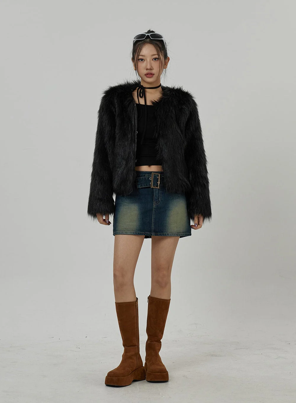 Faux Fur Hook Cropped Jacket CD21 - Image 3