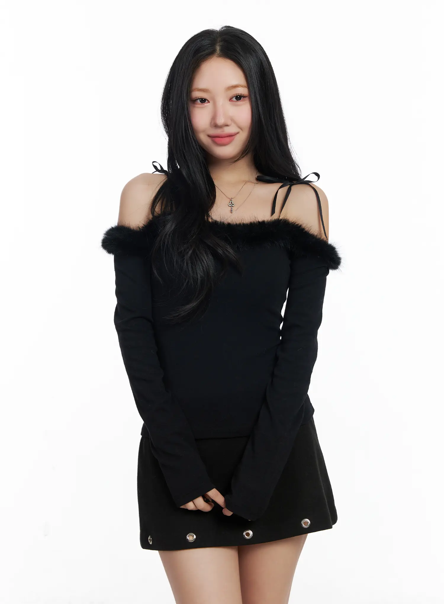 Faux Fur Off-Shoulder Long Sleeve Top CJ515 - Image 4