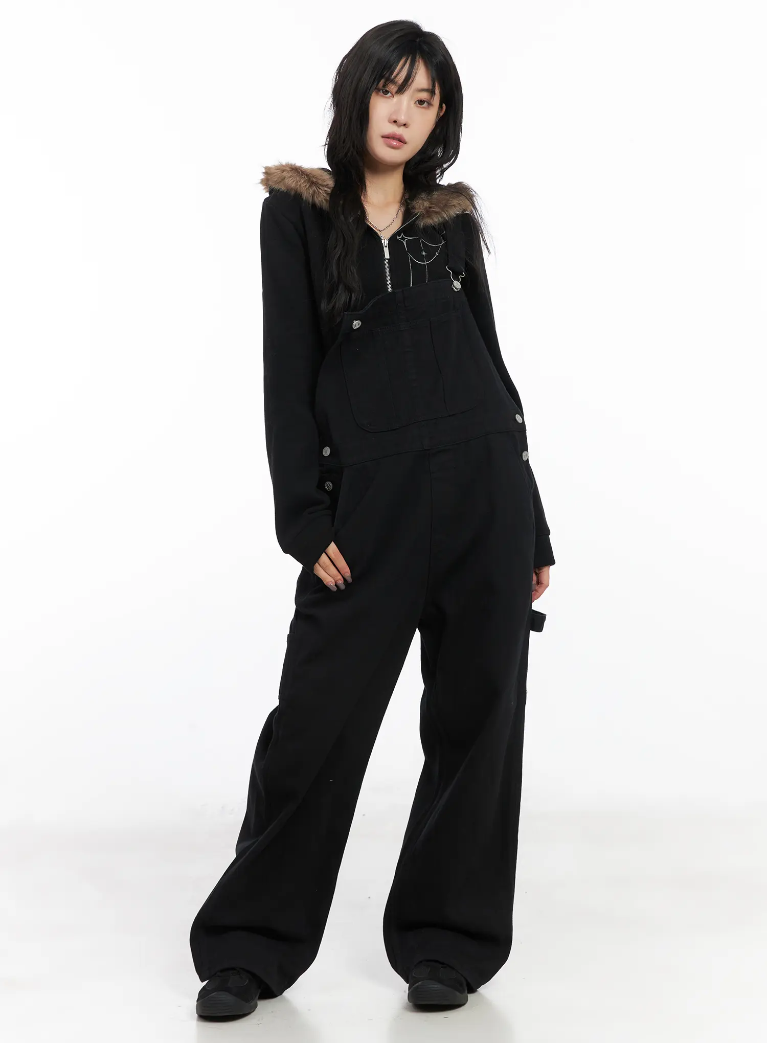Faux Fur Trim Cropped Hoodie CN528 - Image 9