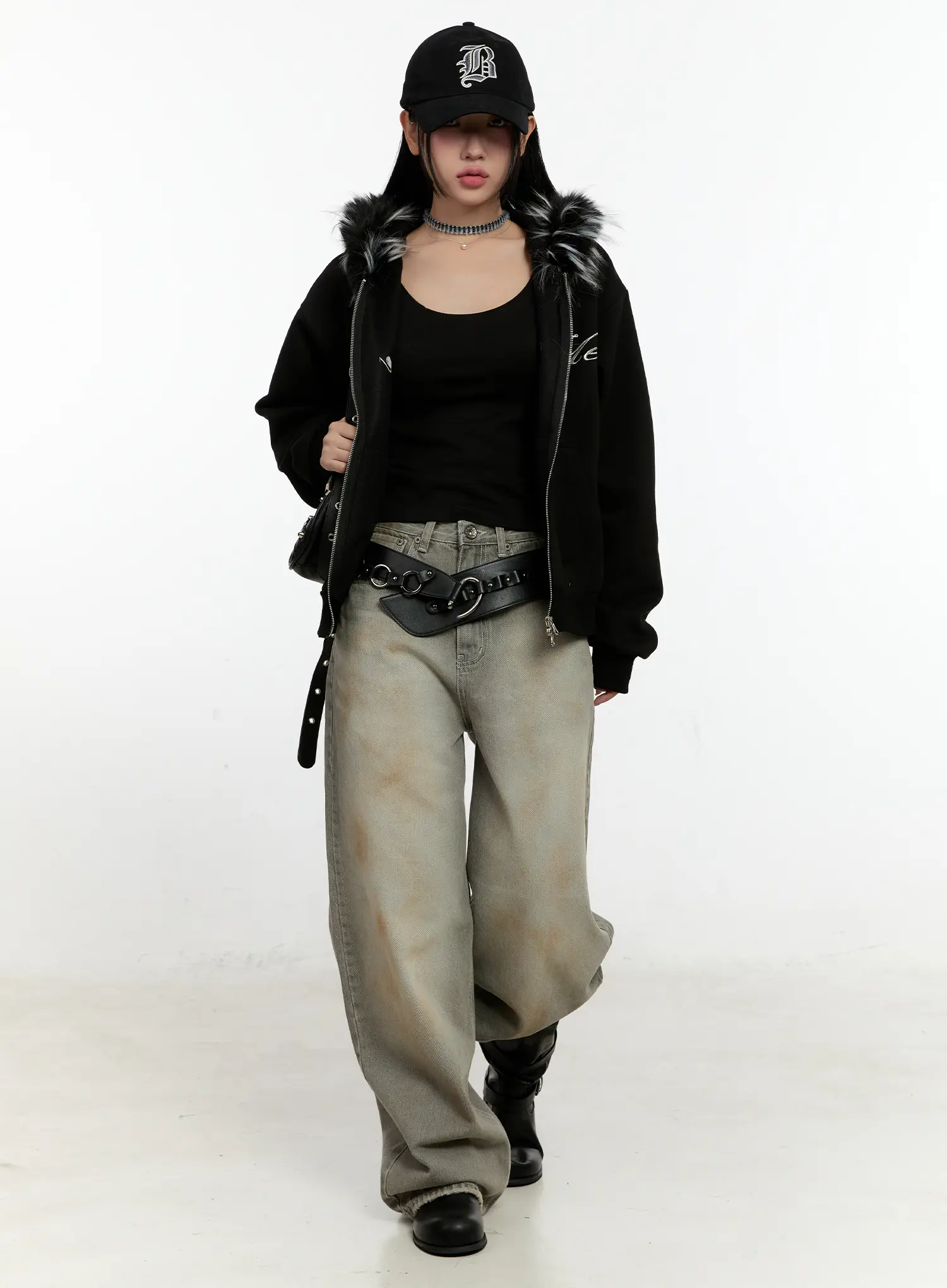 Faux Fur Zip-Up Hoodie CN506 - Image 2