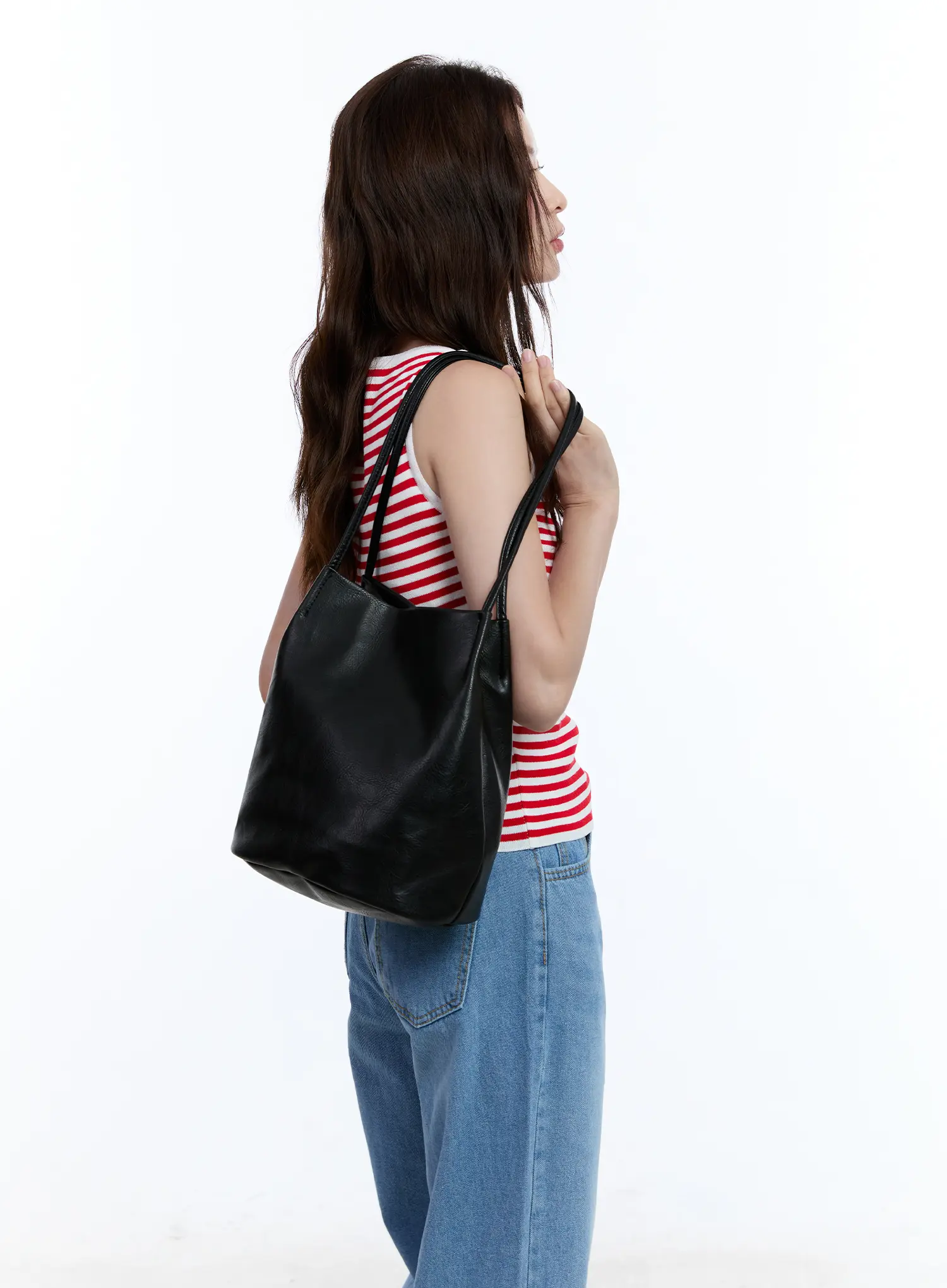 Faux Leather Classic Shoulder Bag CU513 - Image 16