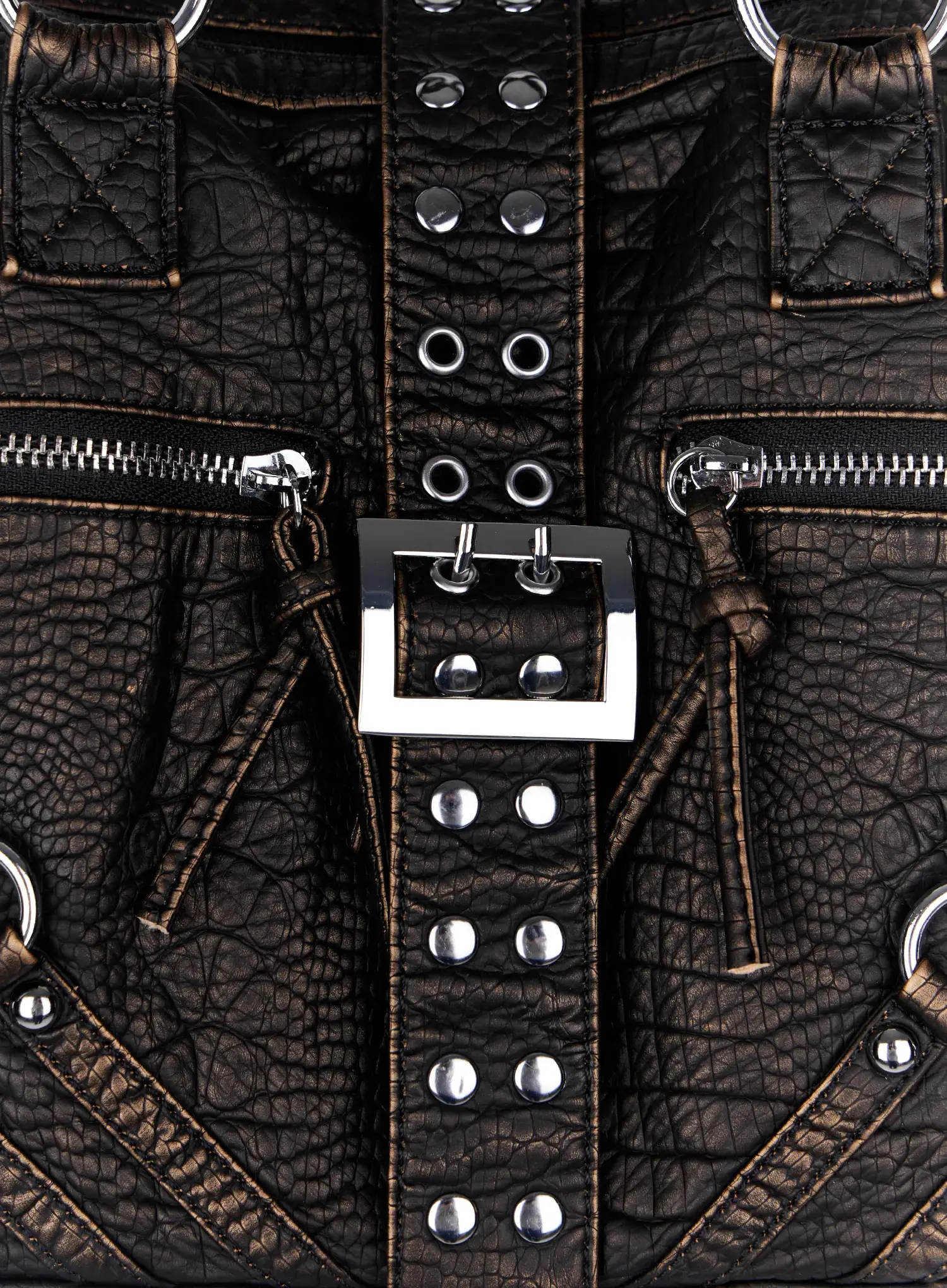 Faux-Leather Eyelet Belted Crossbody Bag CF503 - Image 6