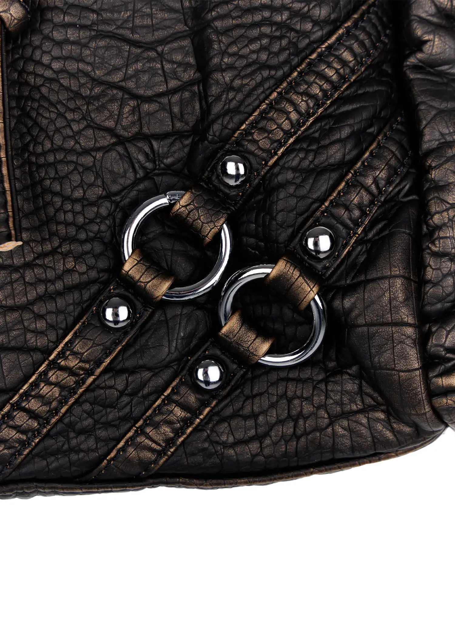 Faux-Leather Eyelet Belted Crossbody Bag CF503 - Image 8