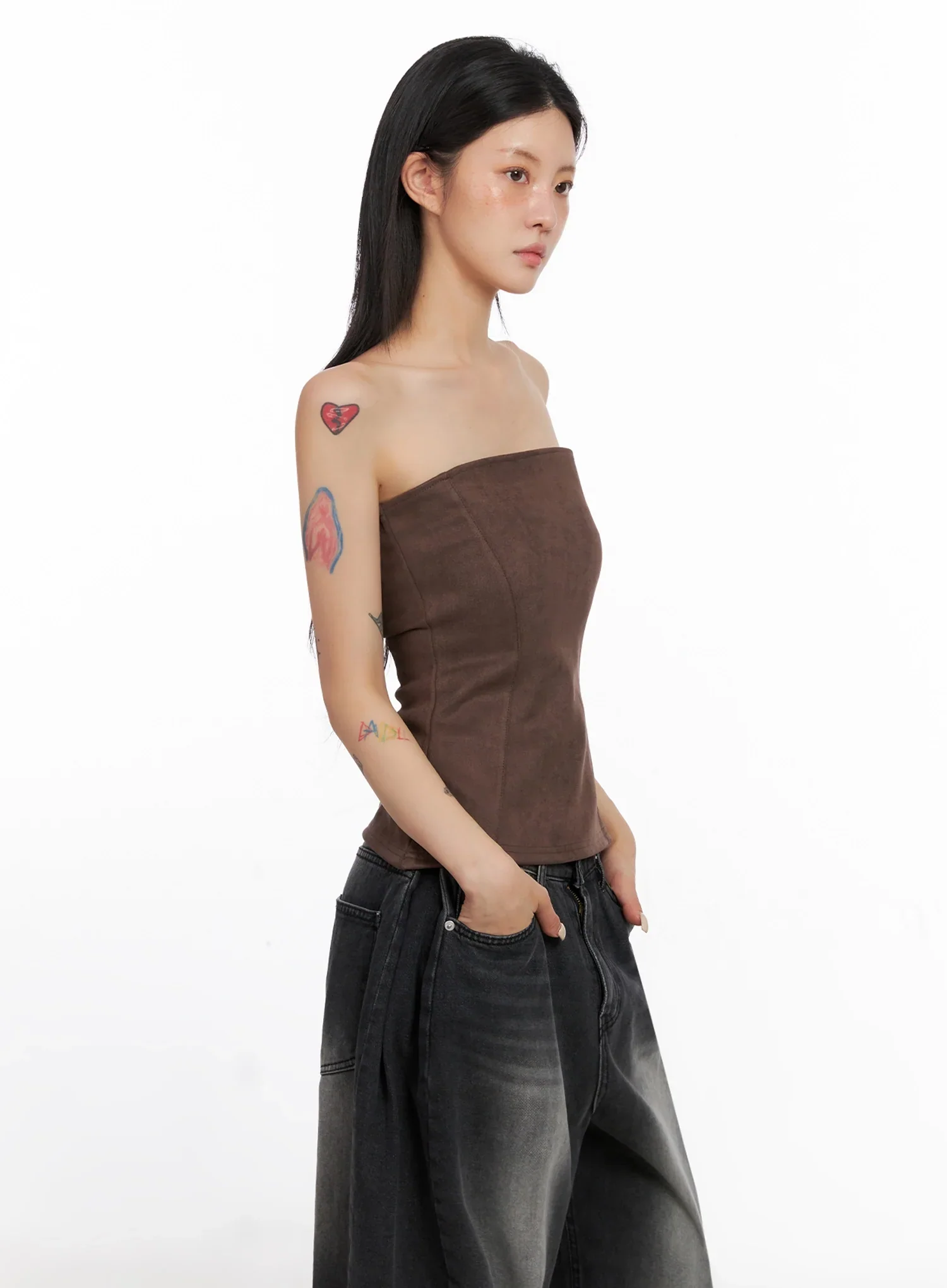 Faux Suede Tube Top IS508 - Image 6