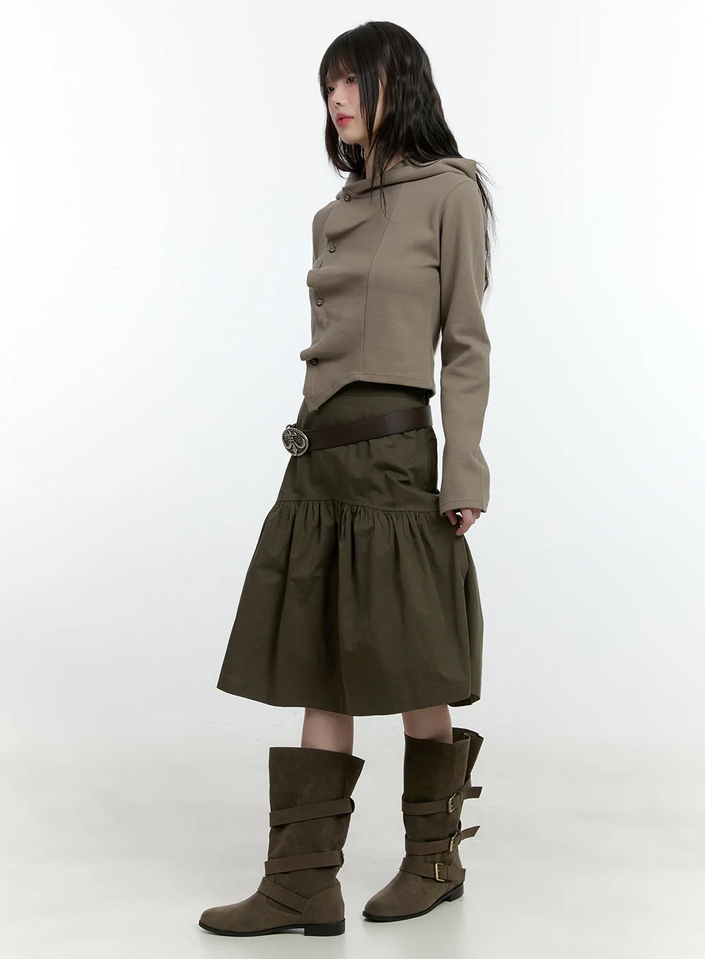 Flare Shirring Midi Skirt CF506 - Image 2